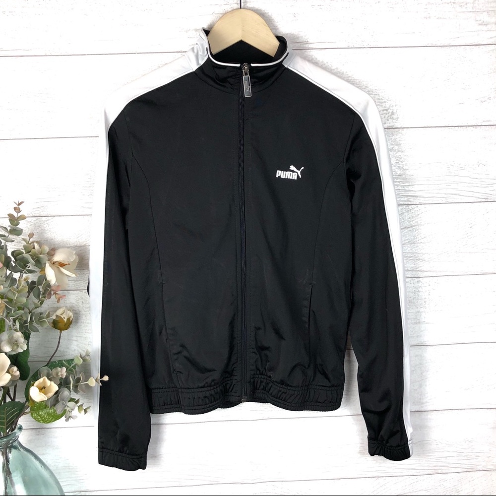 PUMA Classic Black and White Zip Up Track Jacket